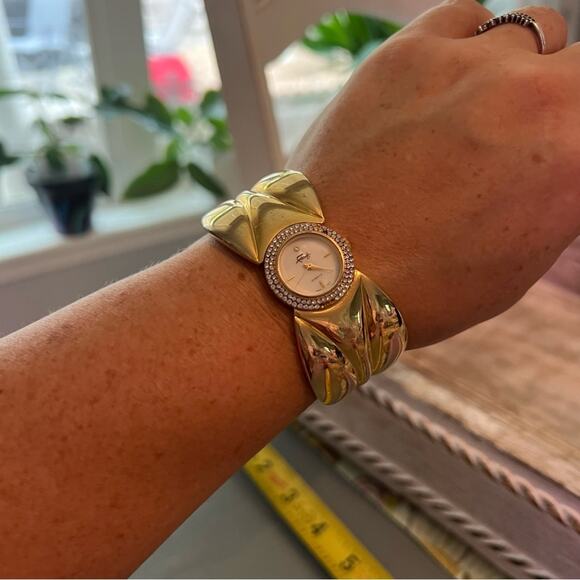 Faberge Gold Tone VINTaGE Cuff Bracelet Watch - Picture 3 of 8